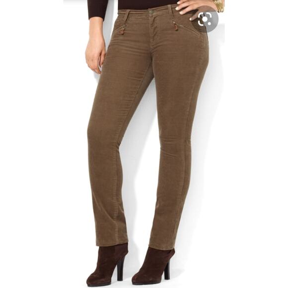 Lauren Ralph Lauren Jeans Straight Leg Brown Corduroy Classic Acadamia size 14 - Picture 2 of 8